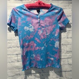 Girls Art Class Ribbed Tye Dye Henley